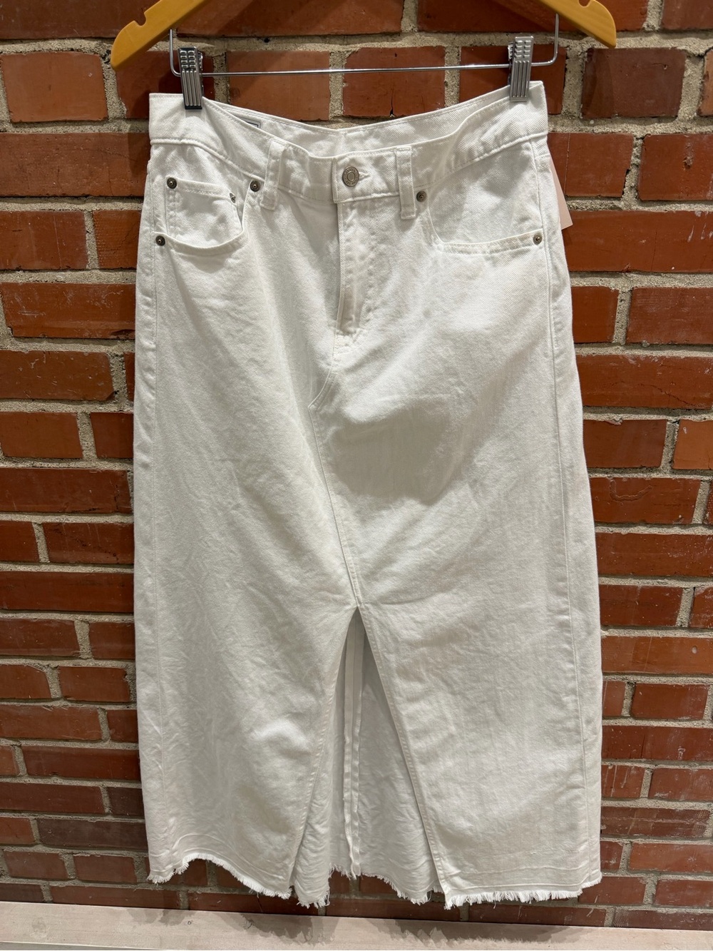 GAP White Denim Maxi Skirt with Front Slit - Picture 2 of 4